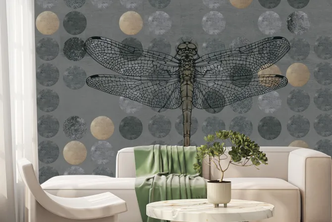 Fototapeta: Ważka na geometrycznym tle