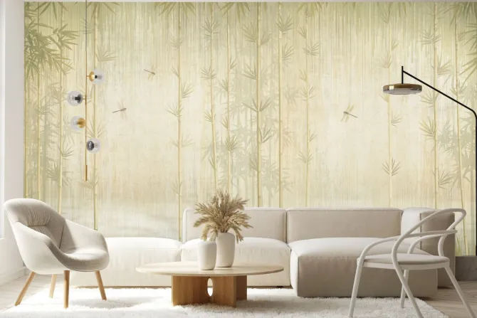 Fototapeta: Ważki tropikalne rośliny las bambusowy dekoracyjny wzór