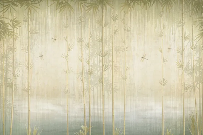 Fototapeta: Ważki tropikalne rośliny las bambusowy dekoracyjny wzór