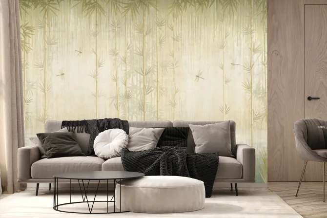 Fototapeta: Ważki tropikalne rośliny las bambusowy dekoracyjny wzór