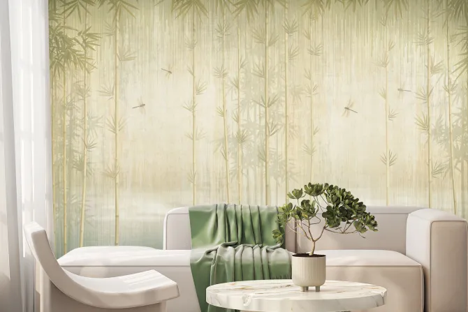 Fototapeta: Ważki tropikalne rośliny las bambusowy dekoracyjny wzór