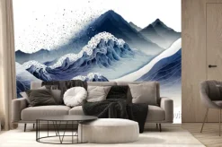 Fototapeta: Watercolor mountain background. luxurious mountainous terrain