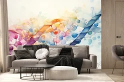 Fototapeta: Watercolor painting of a dna double helix, with a soft, dreamy