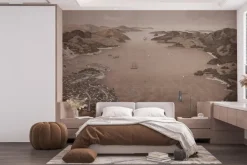 Fototapeta: Widok na nadmorskie miasto otoczone górami