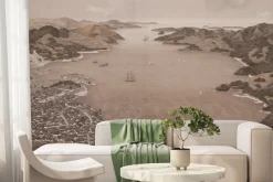 Fototapeta: Widok na nadmorskie miasto otoczone górami