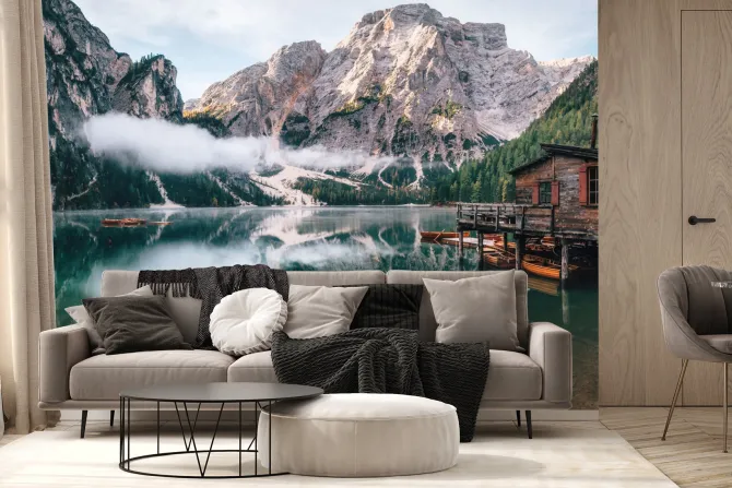 Fototapeta: Widok na włoskie jezioro braies