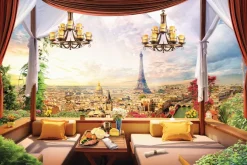 Fototapeta: Widok z balkonu na paryż przy zachodzie