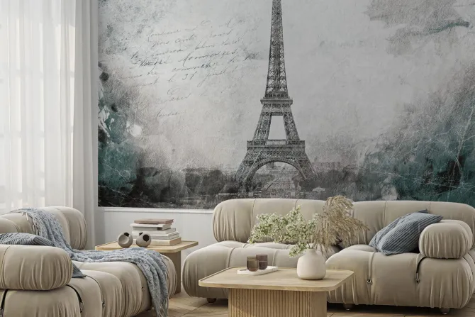 Fototapeta: Wieża eiffla na abstrakcyjnej teksturze betonu