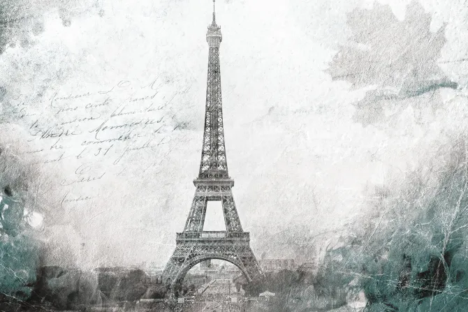Fototapeta: Wieża eiffla na abstrakcyjnej teksturze betonu