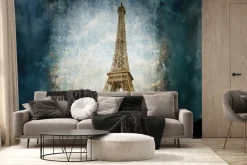 Fototapeta: Wieża eiffla w ciemnej scenerii paryża