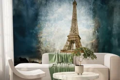Fototapeta: Wieża eiffla w ciemnej scenerii paryża