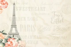 Fototapeta: Wieża eiffla wśród kwiatów i napisów