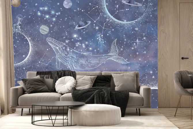 Fototapeta: Wieloryb w abstrakcyjnym kosmosie