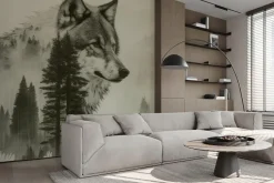 Fototapeta: Wilk wśród lasu iglastego