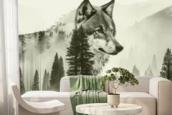 Fototapeta: Wilk wśród lasu iglastego