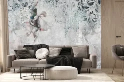 Fototapeta: Wiszące gałęzie i liście na starej ścianie