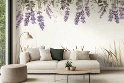 Fototapeta: Wiszące kwiaty lawendy z trawami