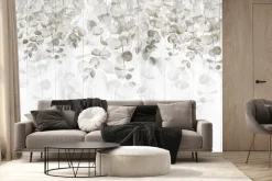 Fototapeta: Wiszące liście na drewnianych deskach