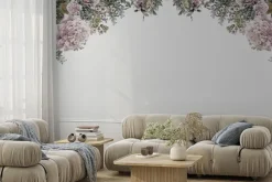 Fototapeta: Wiszące różowe kwiaty na białym tle