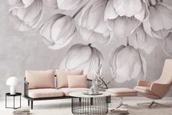 Fototapeta: Wiszące tulipany na betonowej ścianie