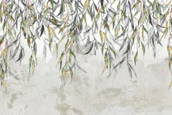 Fototapeta: Wiszące zielone pędy drzewa z liśćmi