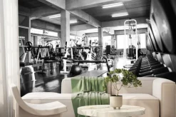 Fototapeta: Within gym with modern fitness equipment.