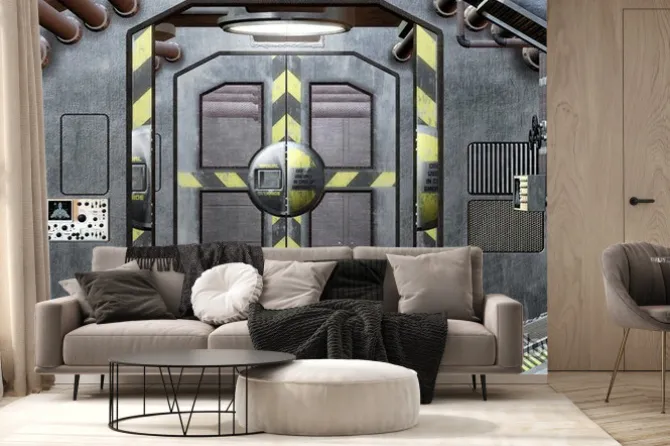 Fototapeta: Wnętrze statku kosmicznego z włazem