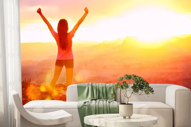 Fototapeta: Wolność i przygoda - kobieta szczęśliwa, grand canyon