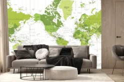 Fototapeta: World map - political - american view - america in center - green