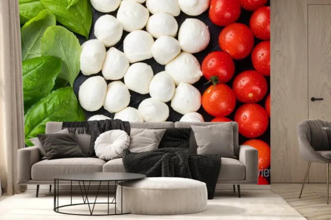 Fototapeta: Włoska flaga z produktów spożywczych