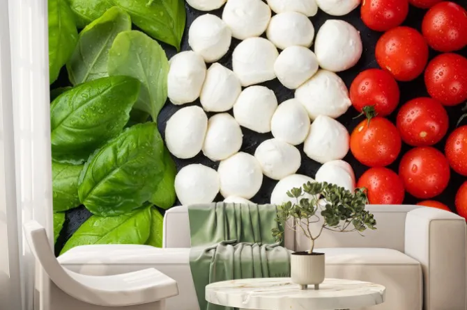 Fototapeta: Włoska flaga z produktów spożywczych