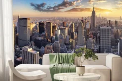 Fototapeta: Wschód słońca nad panoramą nowego jorku