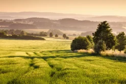 Fototapeta: Wschód słońca przy panoramie wzgórz