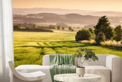 Fototapeta: Wschód słońca przy panoramie wzgórz