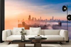 Fototapeta: Wschód słońca w zamglonej metropolii