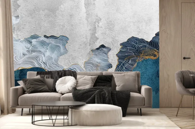 Fototapeta: Współczesny wzór abstrakcyjnych fal na betonie