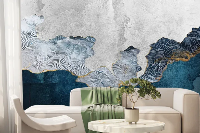 Fototapeta: Współczesny wzór abstrakcyjnych fal na betonie