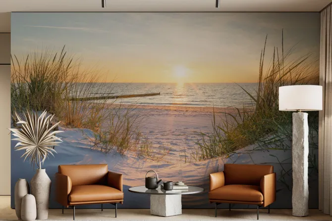 Fototapeta: Wydmy i zachód słońca nad bałtykiem