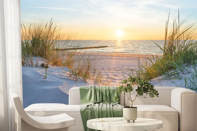 Fototapeta: Wydmy i zachód słońca nad bałtykiem