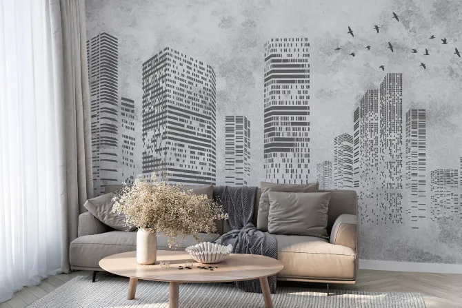 Fototapeta: Wysokie biurowce na betonowym tle