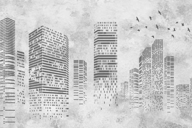 Fototapeta: Wysokie biurowce na betonowym tle