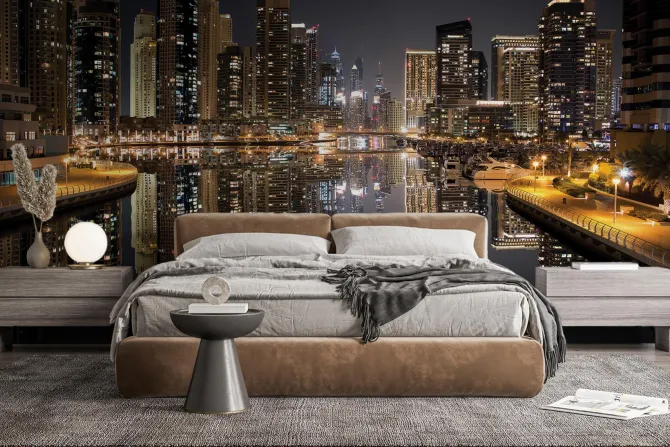 Fototapeta: Wysokie budynki nocą