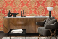 Fototapeta: Wzór barokowy na czerwonym tle