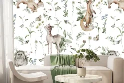Fototapeta: Wzór dziecięcy z lisami i sarnami