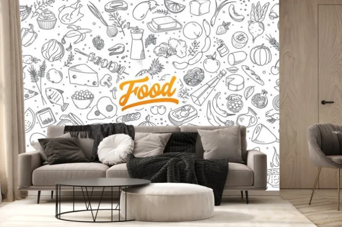 Fototapeta: Wzór w produkty spożywcze