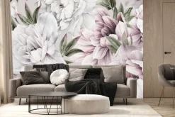 Fototapeta: Wzór z jasnymi piwoniami