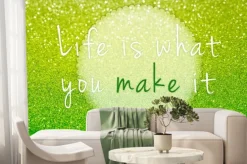 Fototapeta: Życie jest co ty go na zielonym brokatem abstrakcyjnym tle