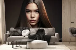 Fototapeta: Young woman with straight long brown shiny hair. beauty and hair