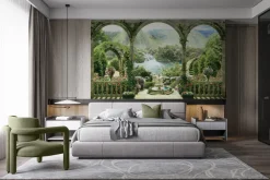 Fototapeta: Zabytkowe łuki z widokiem na rajski ogród