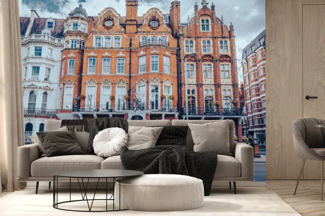 Fototapeta: Zabytkowo kamienica z czerwonej cegły